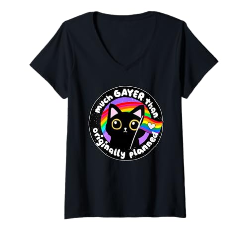 Damen Viel schwuler als ursprünglich geplant T-Shirt mit V-Ausschnitt Damen Viel schwuler als ursprünglich geplant T-Shirt mit V-Ausschnitt von Much Gayer Than Originally Planned.