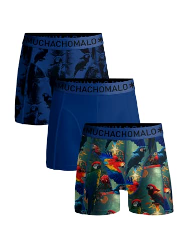 Herren 3er Pack Boxer Shorts Print/Print/Solid, Druck/Druck/Blau, XL von Muchachomalo