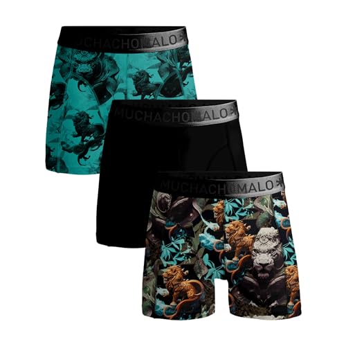 Herren 3er Pack Boxer Shorts Print/Print/Solid, Druck/Druck/Schwarz, 3XL von Muchachomalo