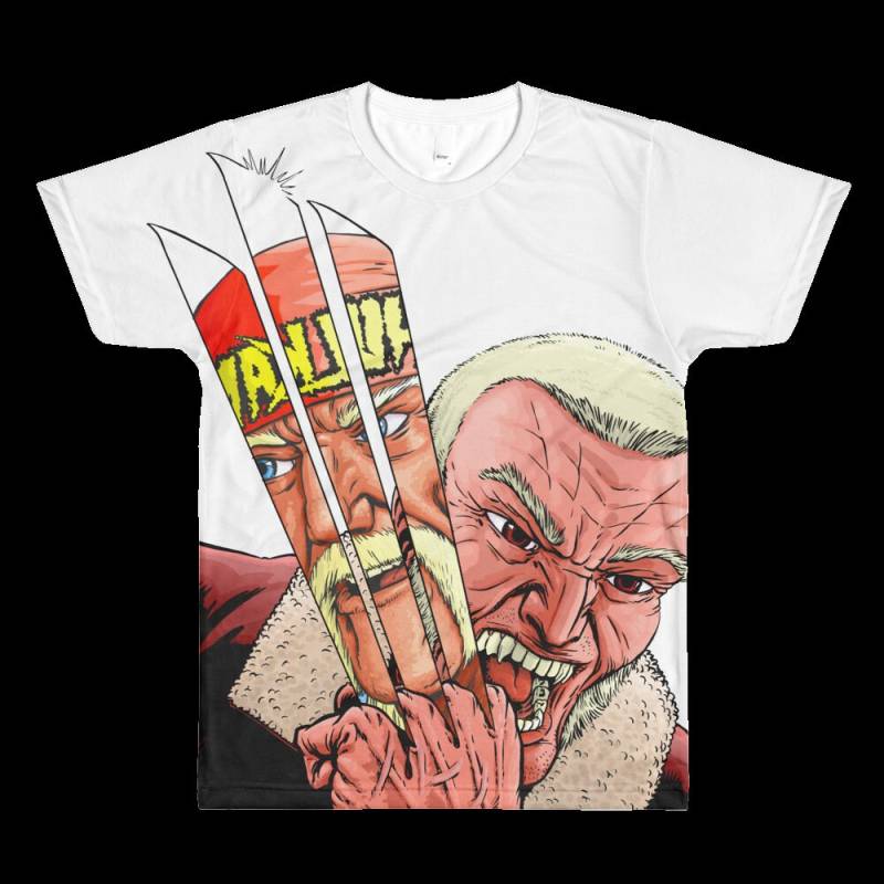Old Man Logan Vs Hulk Hogan - Wwe All-Over-Print-T-Shirt Hommage An Todd Mcfarlanes Incredible Hulk-Cover, Der Wolverine Anstarrt von MuchoManComics