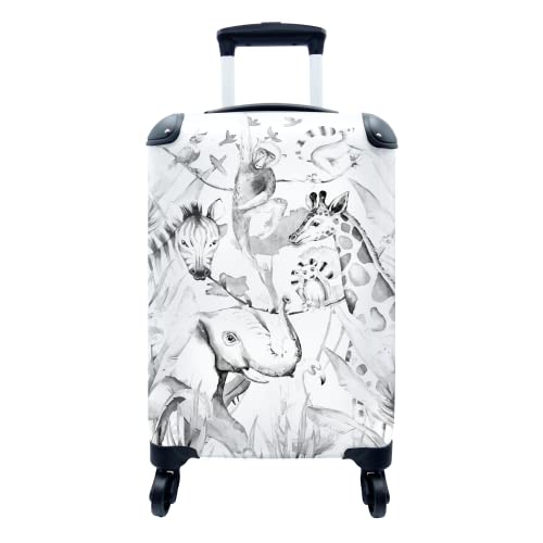 MuchoWow© Koffer Handgepäck Trolley Rollkoffer Kleine Reisekoffer mit 4 Rollen - Aquarellieren - Tiere - Elefant - Jungen - Mädchen - Kinder - Kinder - Cabin Size < 55x40x23 & 55x40x20 cm - von MuchoWow