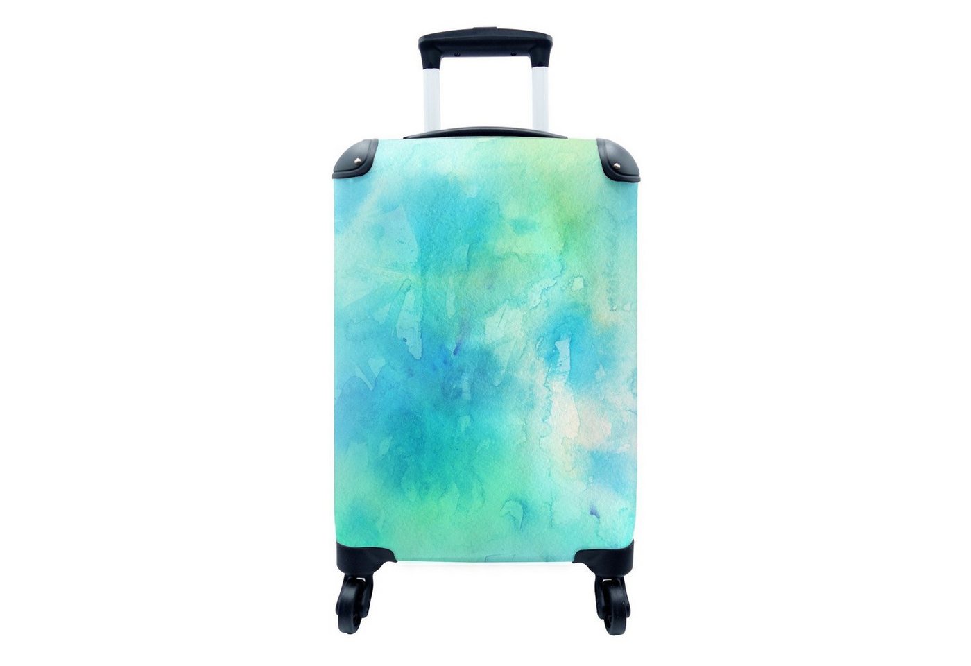 MuchoWow Handgepäckkoffer Aquarell - Grün - Blau - Weiß, 4 Rollen, Reisetasche mit rollen, Handgepäck für Ferien, Trolley, Reisekoffer von MuchoWow