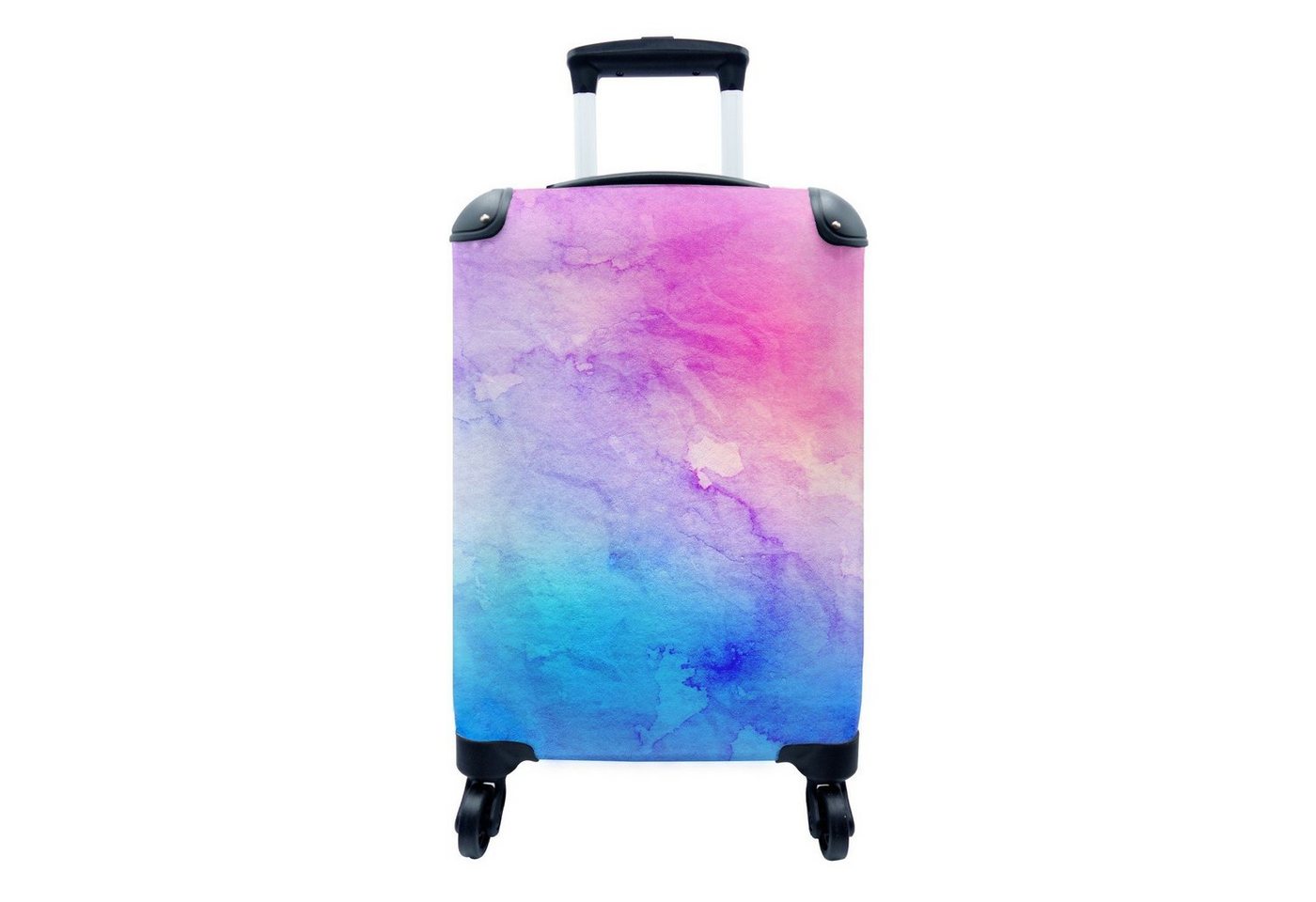 MuchoWow Handgepäckkoffer Aquarell - Rosa - Lila - Blau, 4 Rollen, Reisetasche mit rollen, Handgepäck für Ferien, Trolley, Reisekoffer von MuchoWow