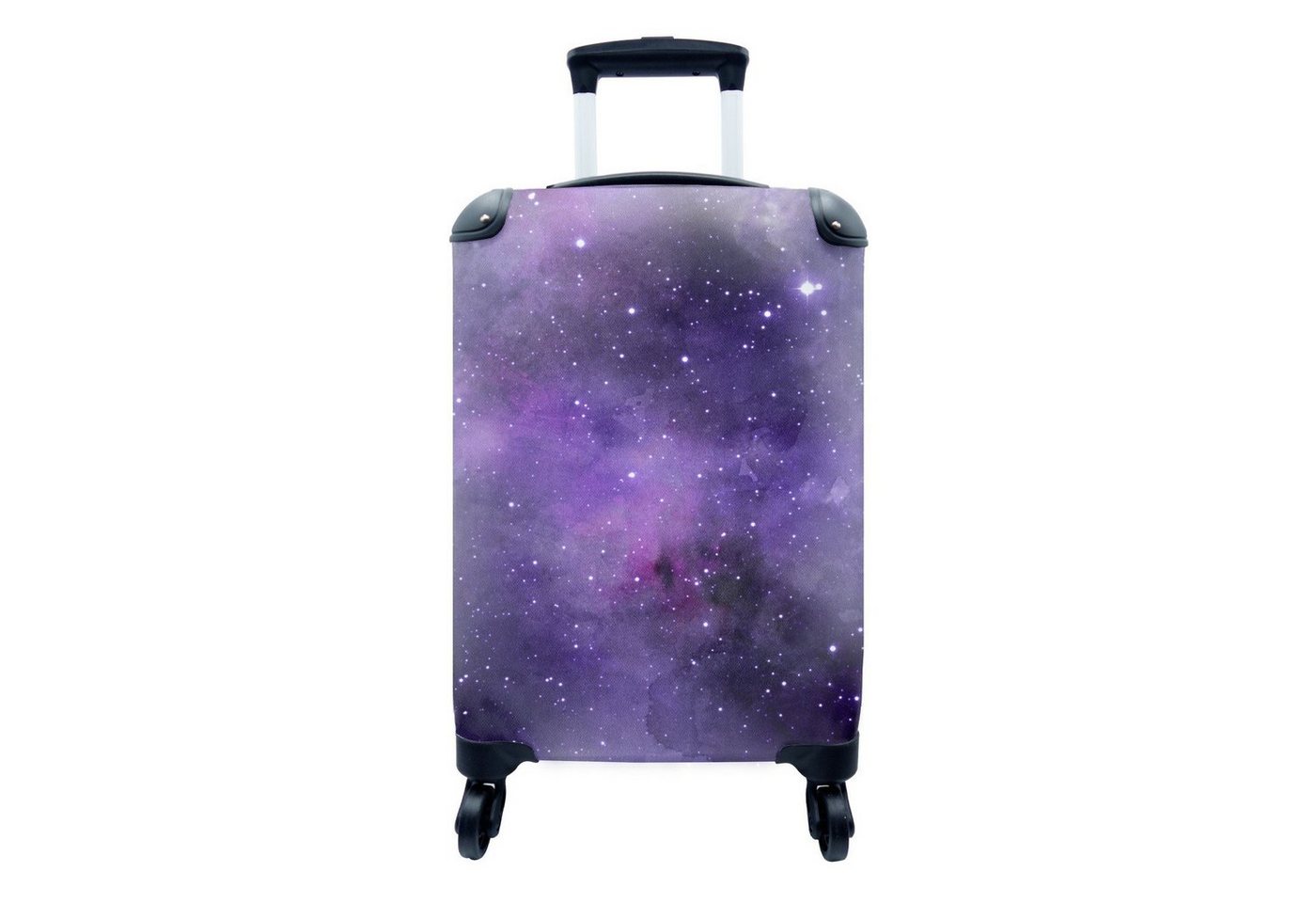 MuchoWow Handgepäckkoffer Aquarell - Sterne - Lila, 4 Rollen, Reisetasche mit rollen, Handgepäck für Ferien, Trolley, Reisekoffer von MuchoWow