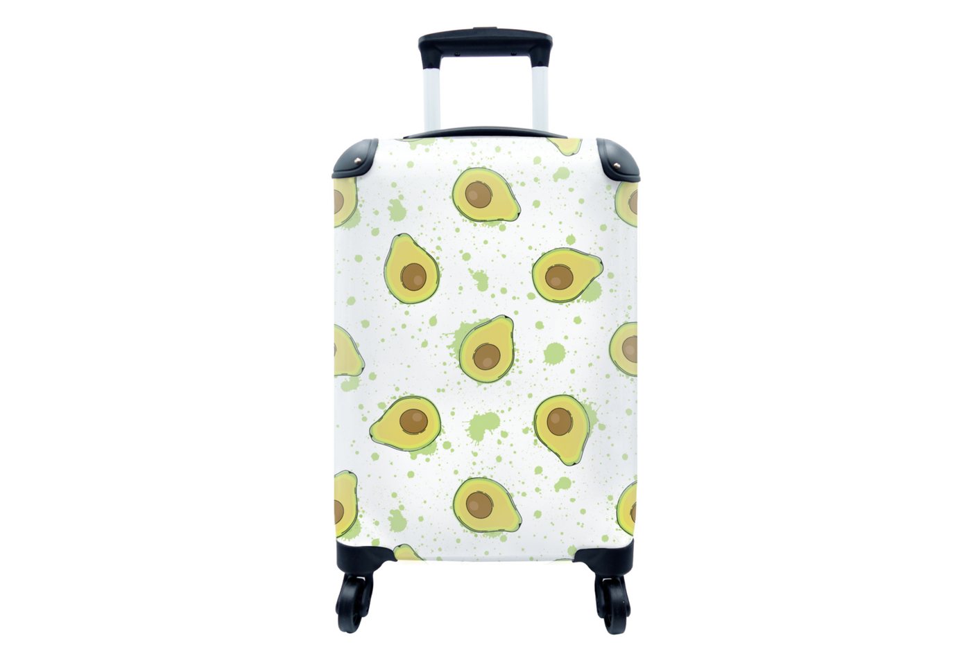 MuchoWow Handgepäckkoffer Avocado - Muster - Grün, 4 Rollen, Reisetasche mit rollen, Handgepäck für Ferien, Trolley, Reisekoffer von MuchoWow