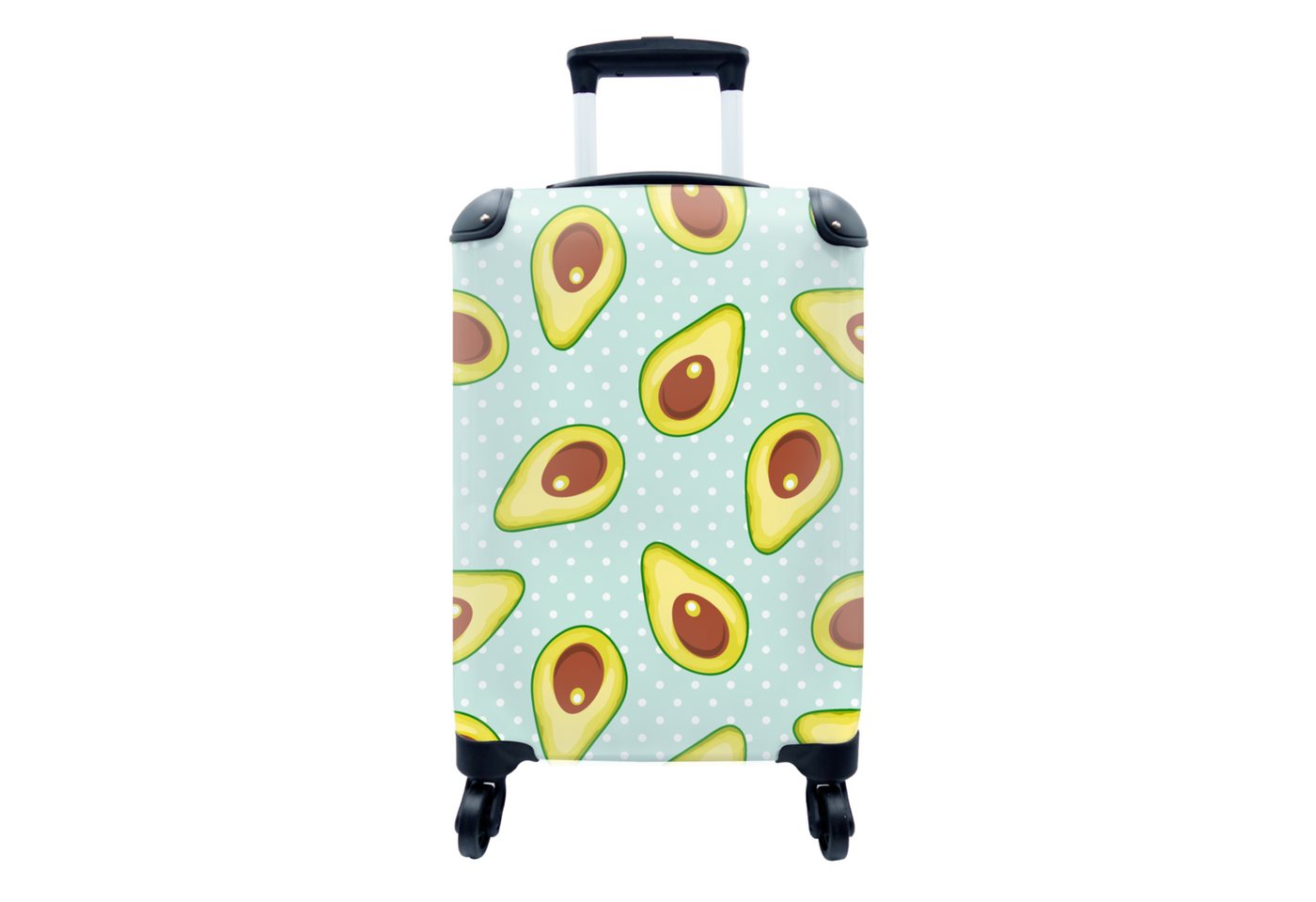 MuchoWow Handgepäckkoffer Avocado - Muster - Polka dots, 4 Rollen, Reisetasche mit rollen, Handgepäck für Ferien, Trolley, Reisekoffer von MuchoWow