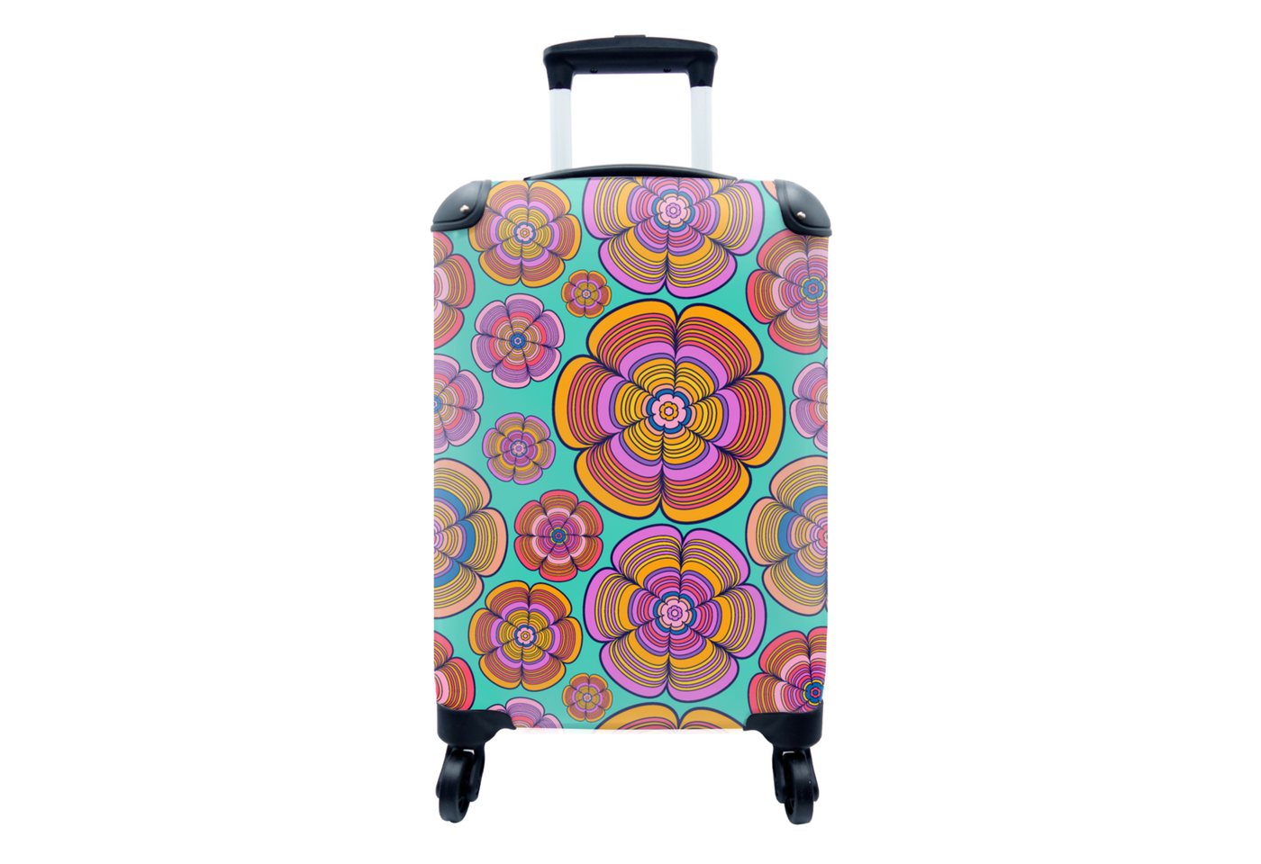 MuchoWow Handgepäckkoffer Design - Flower Power - Farben, 4 Rollen, Reisetasche mit rollen, Handgepäck für Ferien, Trolley, Reisekoffer von MuchoWow