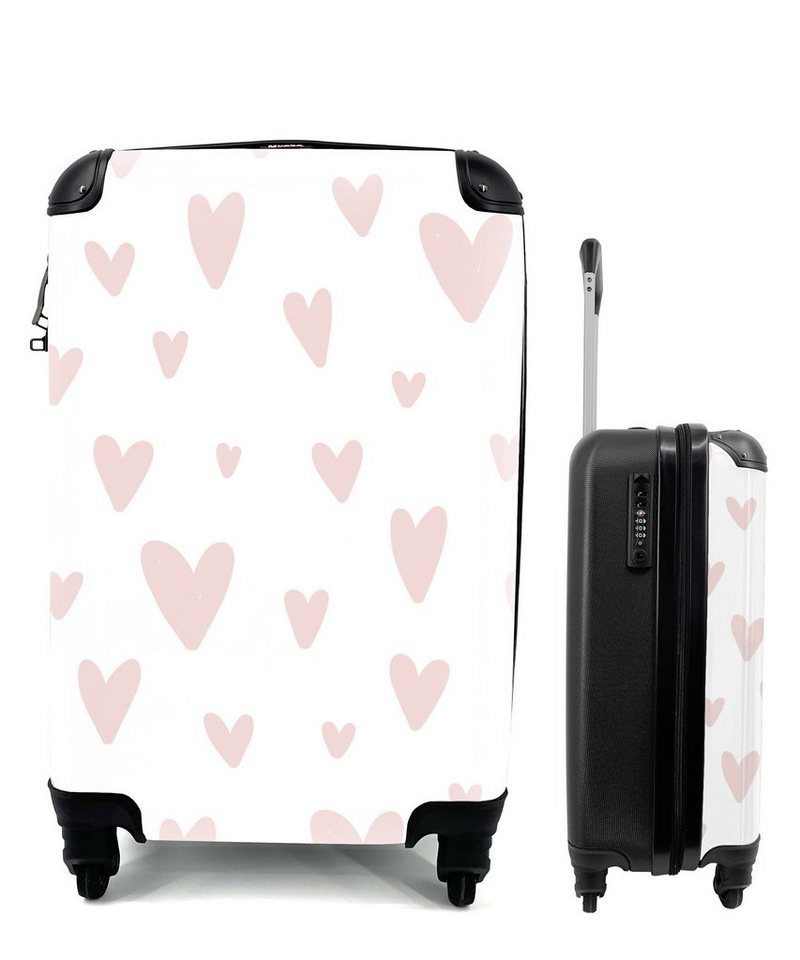 MuchoWow Handgepäckkoffer Design - Herz - Rosa - Mädchen - Baby - Mädchen, 4 Rollen, Reisetasche mit rollen, Handgepäck für Ferien, Trolley, Reisekoffer von MuchoWow