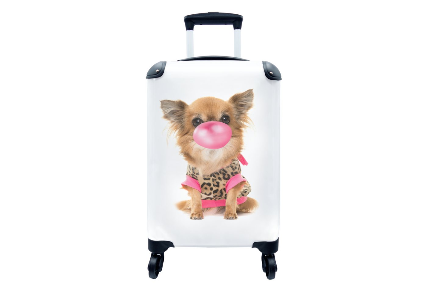 MuchoWow Handgepäckkoffer Für Kinder - Hund - Kaugummi - Rosa - Mädchen - Kinder, 4 Rollen, Reisetasche mit rollen, Handgepäck für Ferien, Trolley, Reisekoffer von MuchoWow