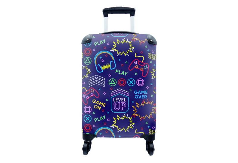 MuchoWow Handgepäckkoffer Gaming - Neon - Kopfhörer - Design, 4 Rollen, Reisetasche mit rollen, Handgepäck für Ferien, Trolley, Reisekoffer von MuchoWow