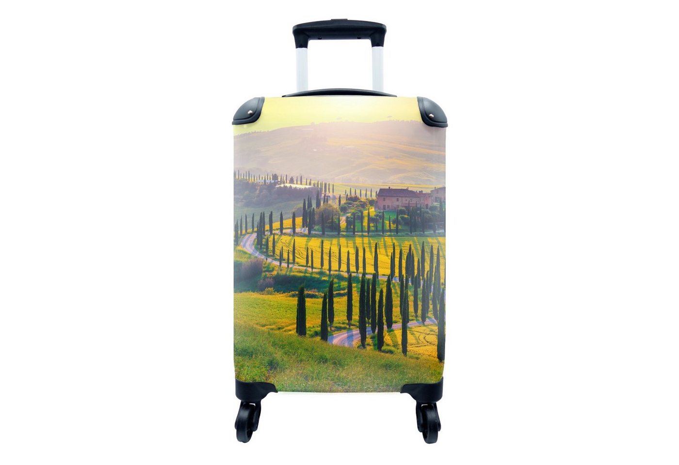 MuchoWow Handgepäckkoffer Gras - Sonne - Hügel - Landschaft, 4 Rollen, Reisetasche mit rollen, Handgepäck für Ferien, Trolley, Reisekoffer von MuchoWow