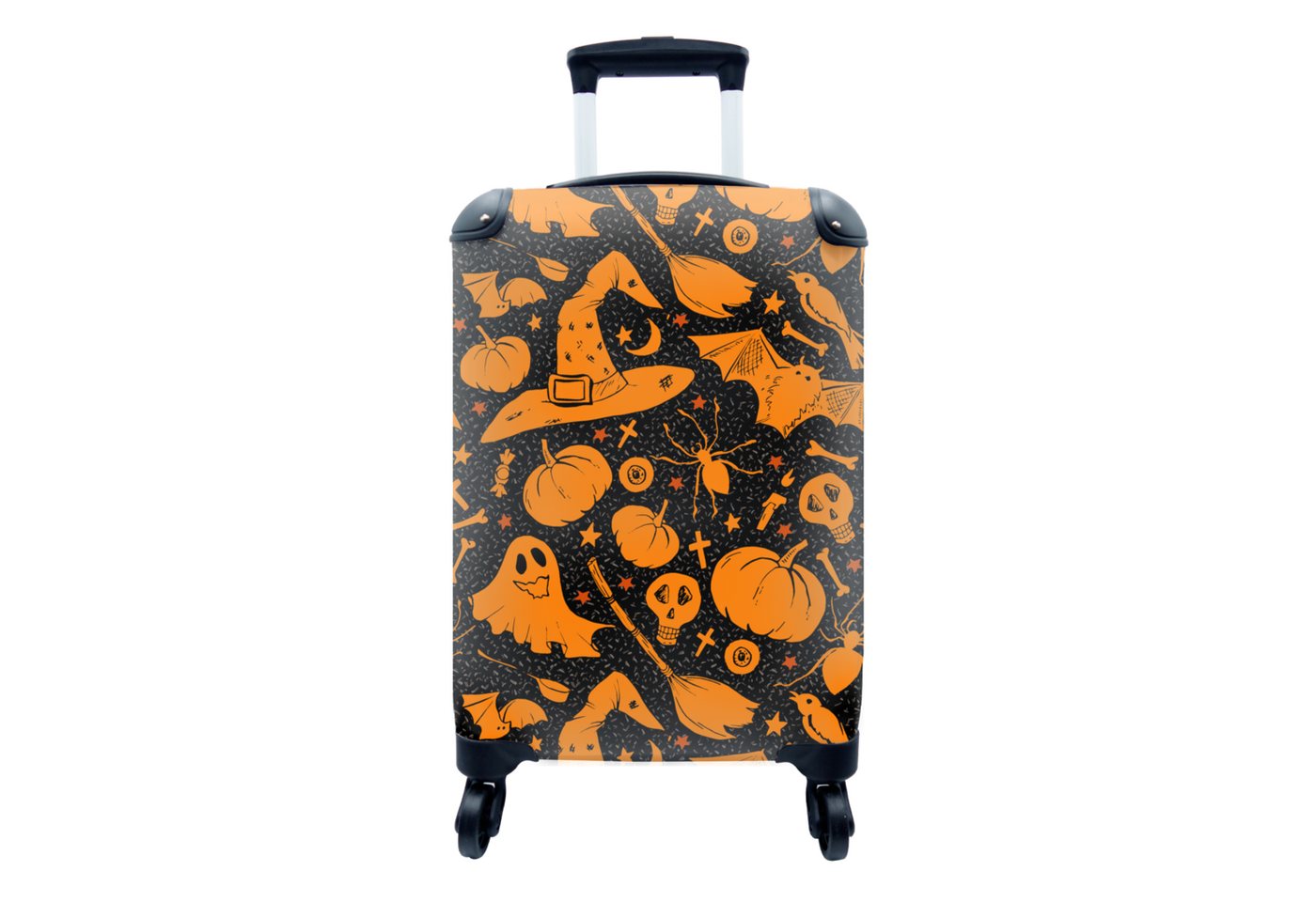 MuchoWow Handgepäckkoffer Halloween - Orange - Muster, 4 Rollen, Reisetasche mit rollen, Handgepäck für Ferien, Trolley, Reisekoffer von MuchoWow