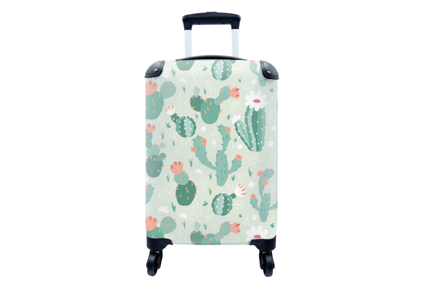 MuchoWow Handgepäckkoffer Kaktus - Muster - Blume, 4 Rollen, Reisetasche mit rollen, Handgepäck für Ferien, Trolley, Reisekoffer von MuchoWow