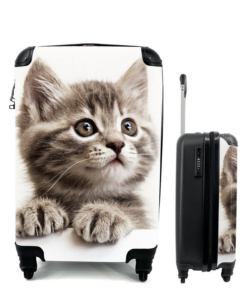 MuchoWow Handgepäckkoffer Katze - Grau - Tiere, 4 Rollen, Reisetasche mit rollen, Handgepäck für Ferien, Trolley, Reisekoffer von MuchoWow