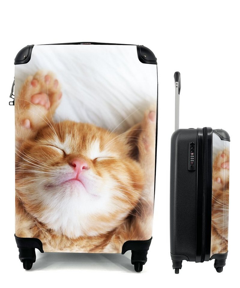MuchoWow Handgepäckkoffer Katze - Rot - Haustiere - Kätzchen, 4 Rollen, Reisetasche mit rollen, Handgepäck für Ferien, Trolley, Reisekoffer von MuchoWow