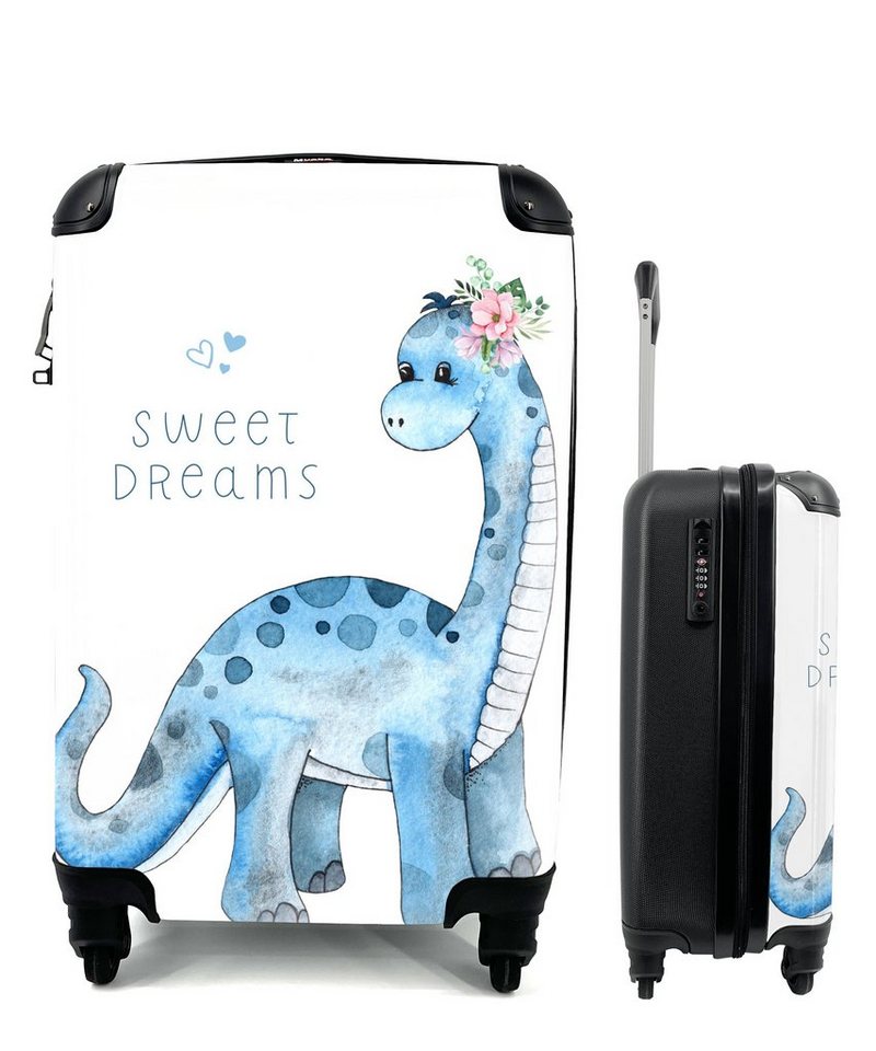 MuchoWow Handgepäckkoffer Kinderzimmer - Dinosaurier - Blau - Jungen - Mädchen - Kinder, 4 Rollen, Reisetasche mit rollen, Handgepäck für Ferien, Trolley, Reisekoffer von MuchoWow