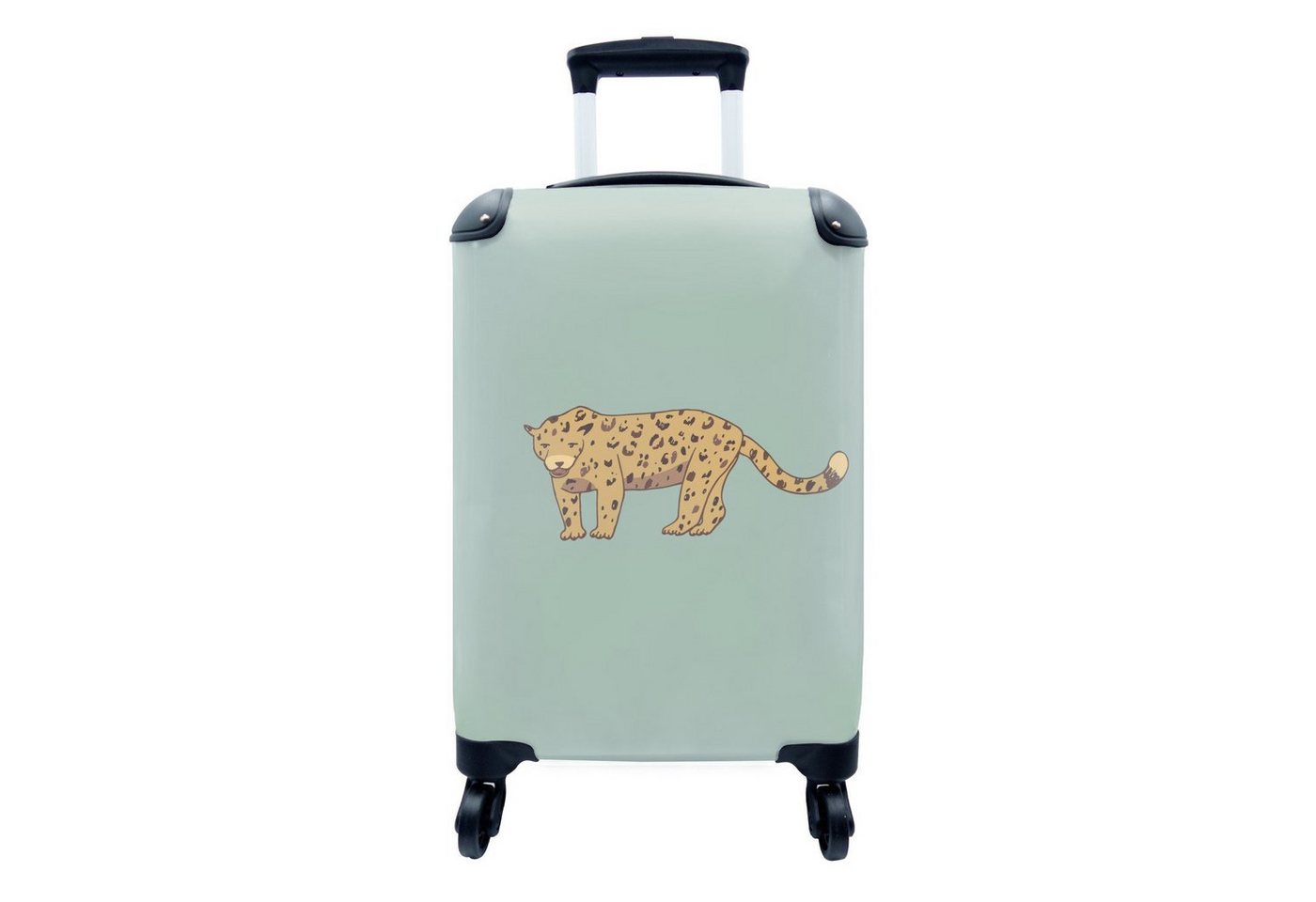 MuchoWow Handgepäckkoffer Leopard - Kinder - Grün - Jungen - Blau - Kinder, 4 Rollen, Reisetasche mit rollen, Handgepäck für Ferien, Trolley, Reisekoffer von MuchoWow