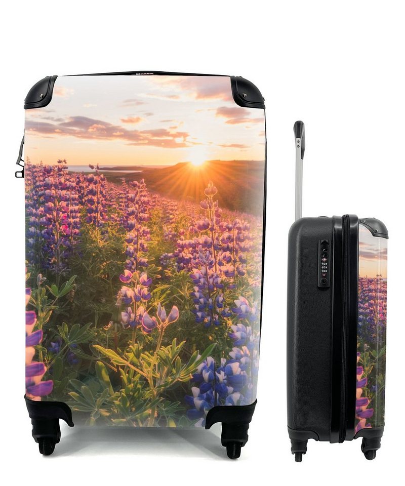 MuchoWow Handgepäckkoffer Lupine - Sonne - Lila, 4 Rollen, Reisetasche mit rollen, Handgepäck für Ferien, Trolley, Reisekoffer von MuchoWow