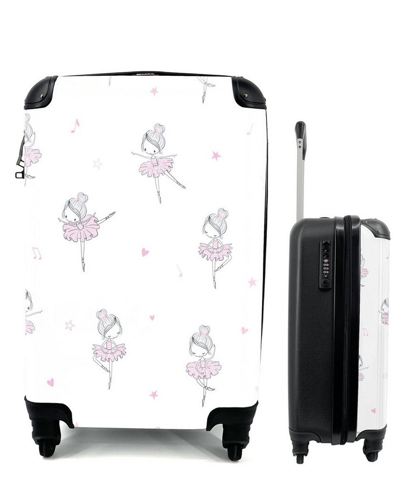 MuchoWow Handgepäckkoffer Mädchen - Ballett - Rosa - Muster - Mädchen - Kinder - Kinder, 4 Rollen, Reisetasche mit rollen, Handgepäck für Ferien, Trolley, Reisekoffer von MuchoWow