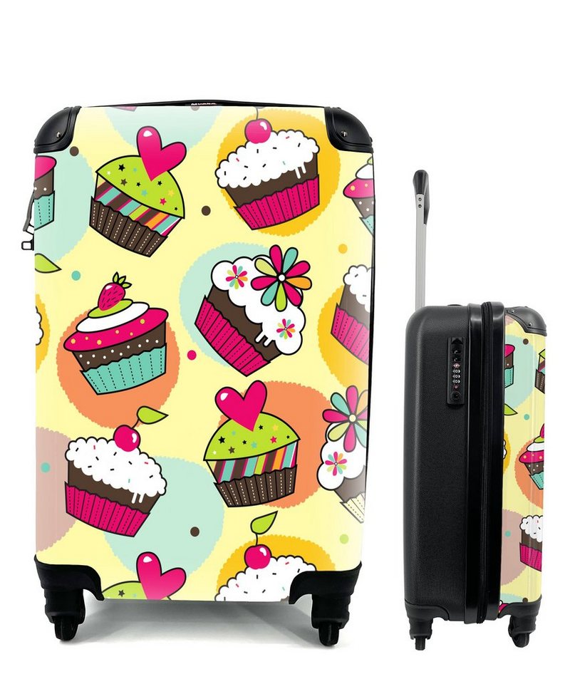 MuchoWow Handgepäckkoffer Mädchen - Cupcake - Schnittmuster - Mädchen - Kinder - Baby, 4 Rollen, Reisetasche mit rollen, Handgepäck für Ferien, Trolley, Reisekoffer von MuchoWow