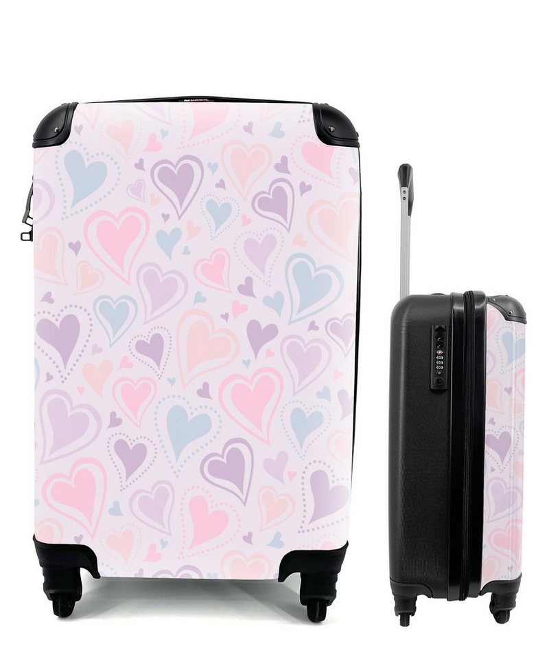 MuchoWow Handgepäckkoffer Mädchen - Herzen - Schnittmuster - Mädchen - Kinder - Kinder, 4 Rollen, Reisetasche mit rollen, Handgepäck für Ferien, Trolley, Reisekoffer von MuchoWow