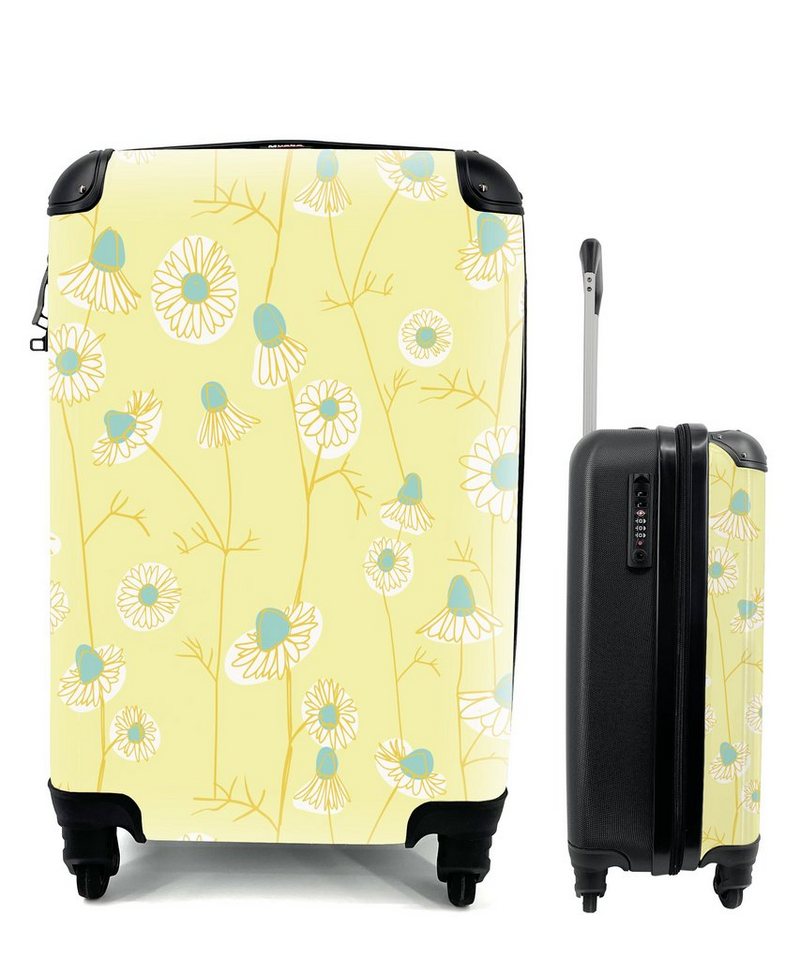 MuchoWow Handgepäckkoffer Mädchen - Kamille - Blumen - Muster - Mädchen - Kind - Kinder, 4 Rollen, Reisetasche mit rollen, Handgepäck für Ferien, Trolley, Reisekoffer von MuchoWow