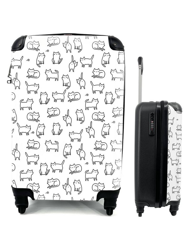 MuchoWow Handgepäckkoffer Mädchen - Katze - Muster - Mädchen - Kinder - Kinder, 4 Rollen, Reisetasche mit rollen, Handgepäck für Ferien, Trolley, Reisekoffer von MuchoWow