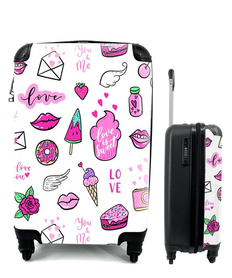 MuchoWow Handgepäckkoffer Mädchen - Liebe - Eis - Muster - Mädchen - Kinder - Kind - Kind, 4 Rollen, Reisetasche mit rollen, Handgepäck für Ferien, Trolley, Reisekoffer von MuchoWow