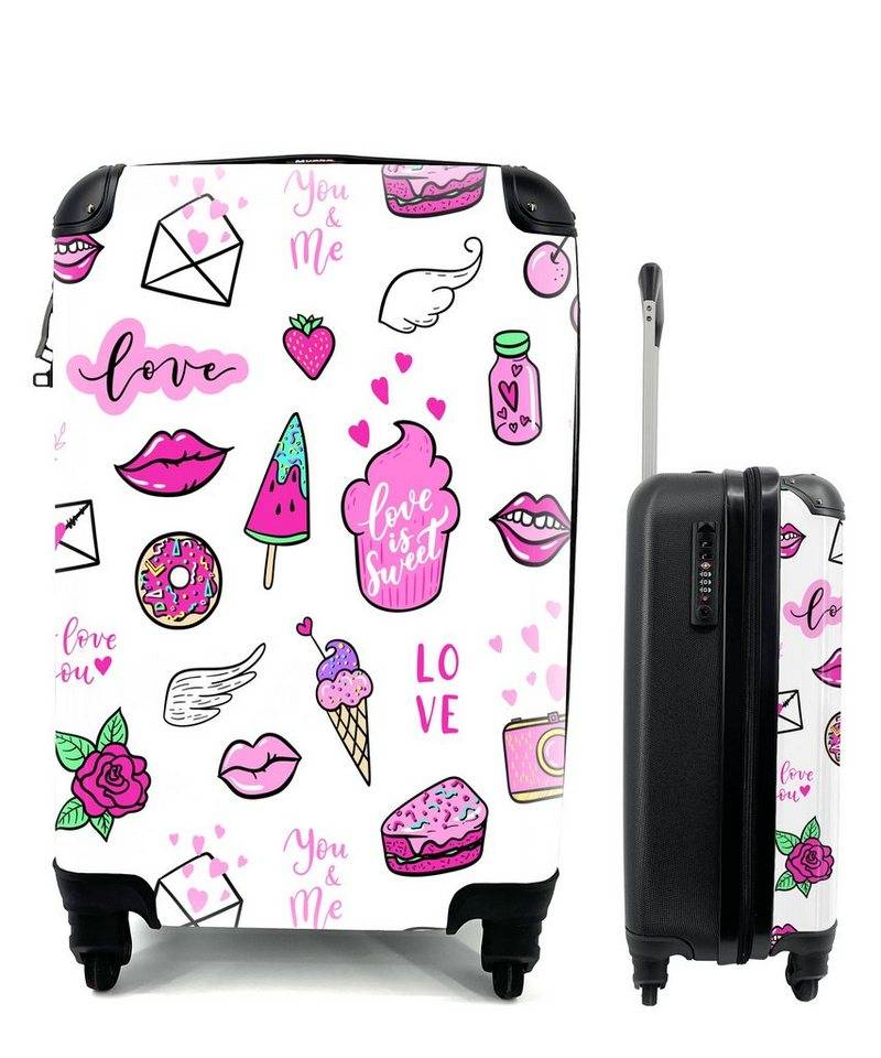 MuchoWow Handgepäckkoffer Mädchen - Liebe - Eis - Muster - Mädchen - Kinder - Kind - Kind, 4 Rollen, Reisetasche mit rollen, Handgepäck für Ferien, Trolley, Reisekoffer von MuchoWow