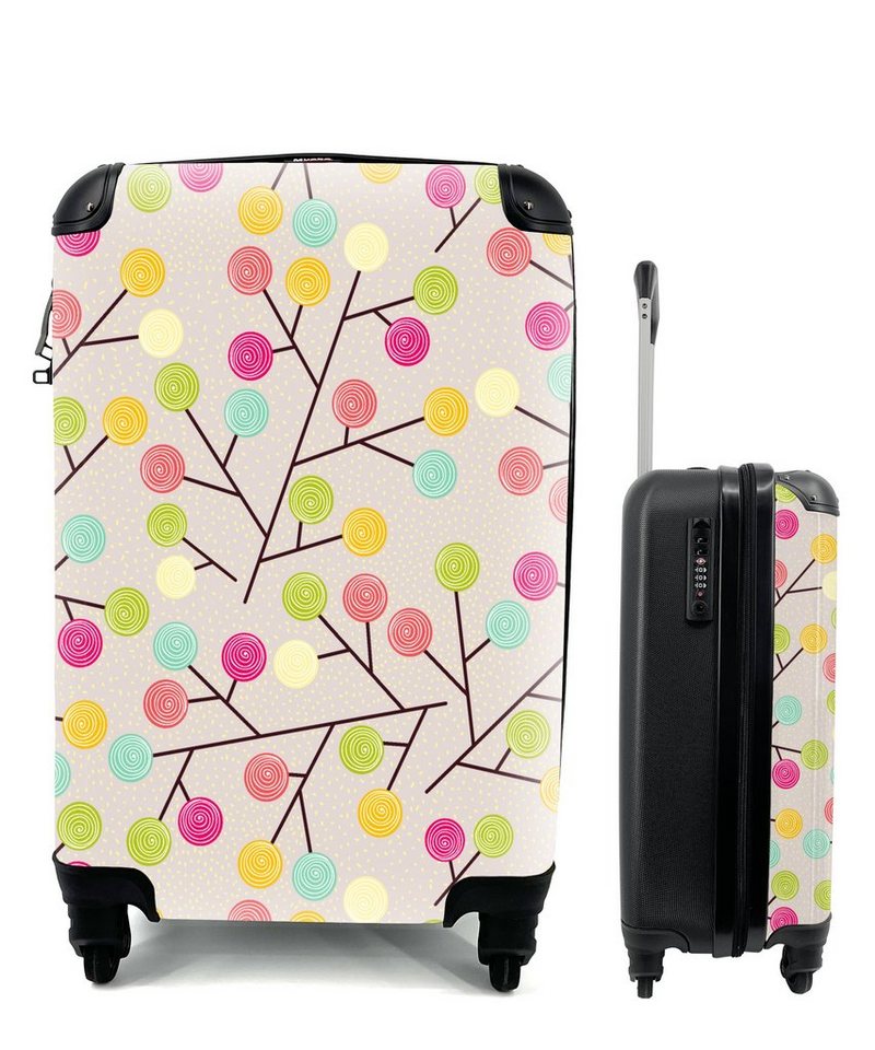 MuchoWow Handgepäckkoffer Mädchen - Lutschbonbon - Baum - Muster - Mädchen - Rosa - Kinder -, 4 Rollen, Reisetasche mit rollen, Handgepäck für Ferien, Trolley, Reisekoffer von MuchoWow