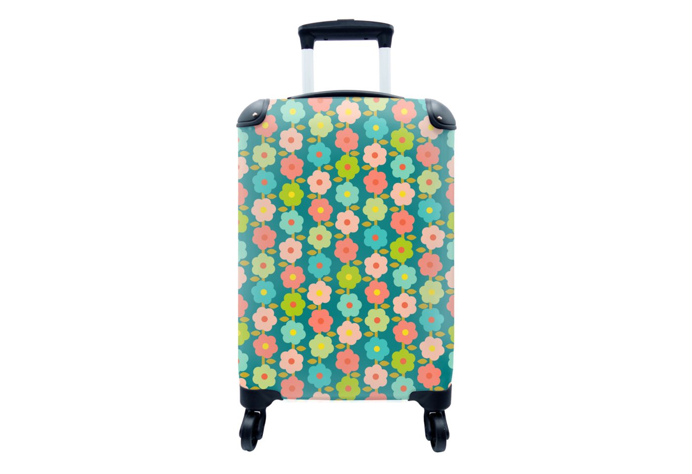 MuchoWow Handgepäckkoffer Muster - Blumen - Retro - 1970er Jahre, 4 Rollen, Reisetasche mit rollen, Handgepäck für Ferien, Trolley, Reisekoffer von MuchoWow