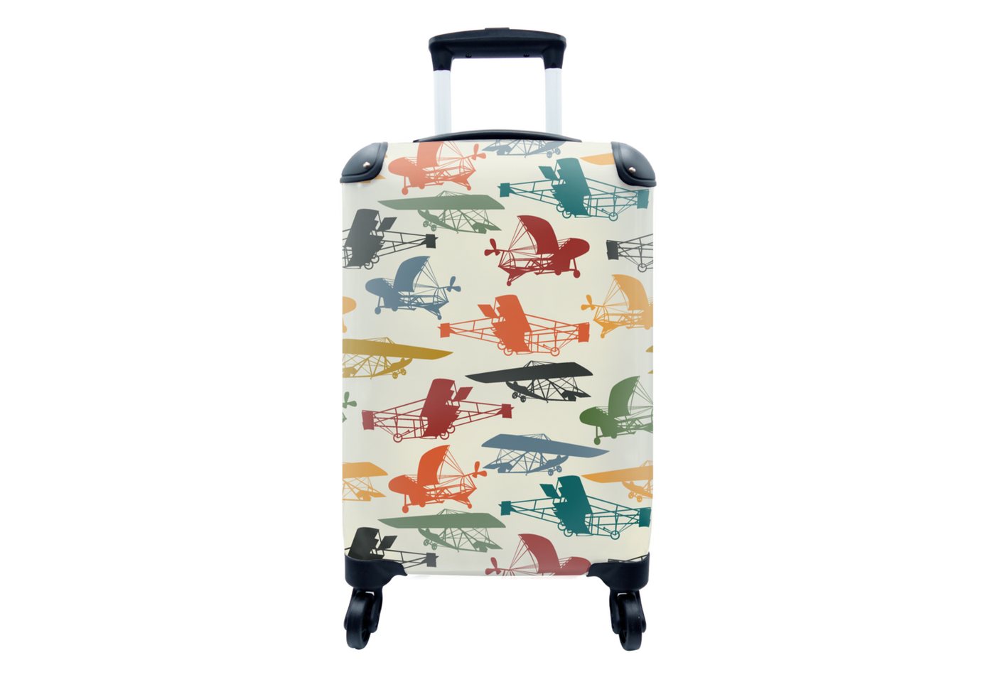 MuchoWow Handgepäckkoffer Muster - Flugzeug - Retro - Jungen - Kinder - Kleiner Junge, 4 Rollen, Reisetasche mit rollen, Handgepäck für Ferien, Trolley, Reisekoffer von MuchoWow