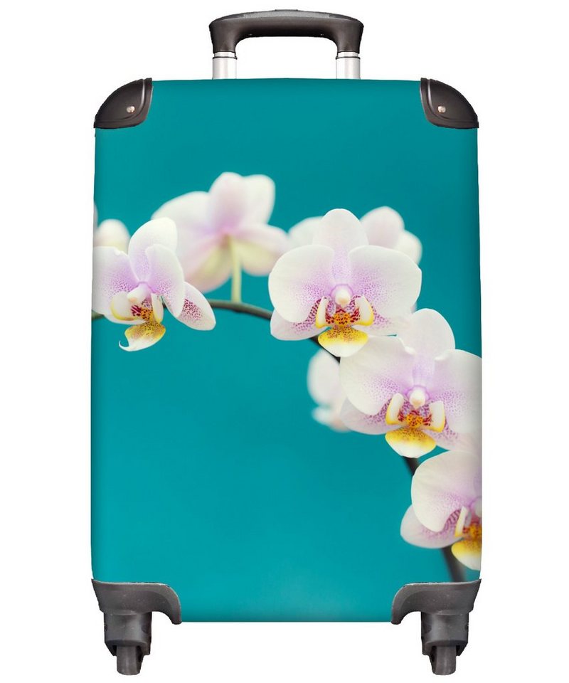 MuchoWow Handgepäckkoffer Orchidee - Blumen - Pflanze - Weiß - Lila, 4 Rollen, Reisetasche mit rollen, Handgepäck für Ferien, Trolley, Reisekoffer von MuchoWow