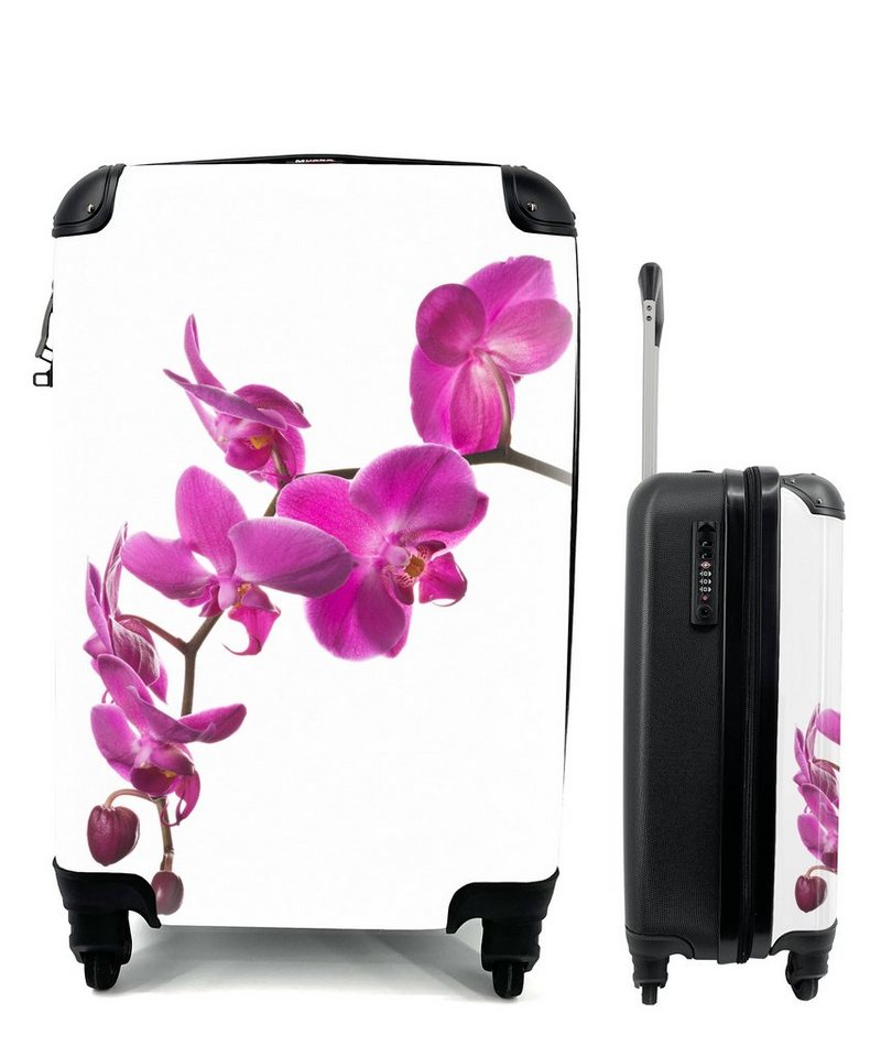 MuchoWow Handgepäckkoffer Orchidee vor weißem Hintergrund, 4 Rollen, Reisetasche mit rollen, Handgepäck für Ferien, Trolley, Reisekoffer von MuchoWow