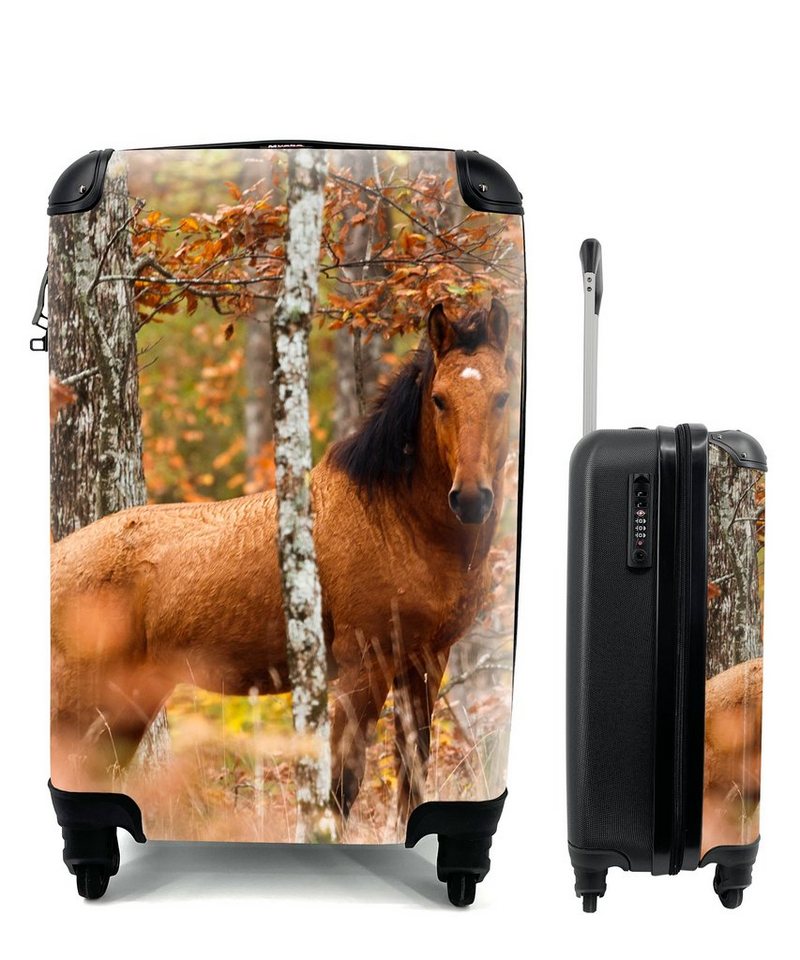 MuchoWow Handgepäckkoffer Pferd - Wald - Braun, 4 Rollen, Reisetasche mit rollen, Handgepäck für Ferien, Trolley, Reisekoffer von MuchoWow