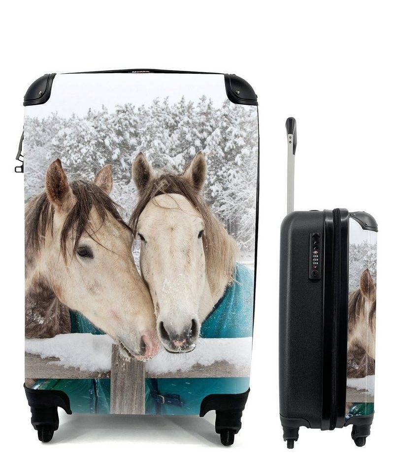 MuchoWow Handgepäckkoffer Pferde - Decke - Schnee, 4 Rollen, Reisetasche mit rollen, Handgepäck für Ferien, Trolley, Reisekoffer von MuchoWow