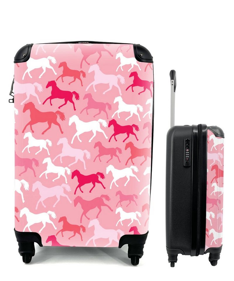 MuchoWow Handgepäckkoffer Pferde - Rosa - Silhouette - Mädchen - Kinder - Mädchen, 4 Rollen, Reisetasche mit rollen, Handgepäck für Ferien, Trolley, Reisekoffer von MuchoWow