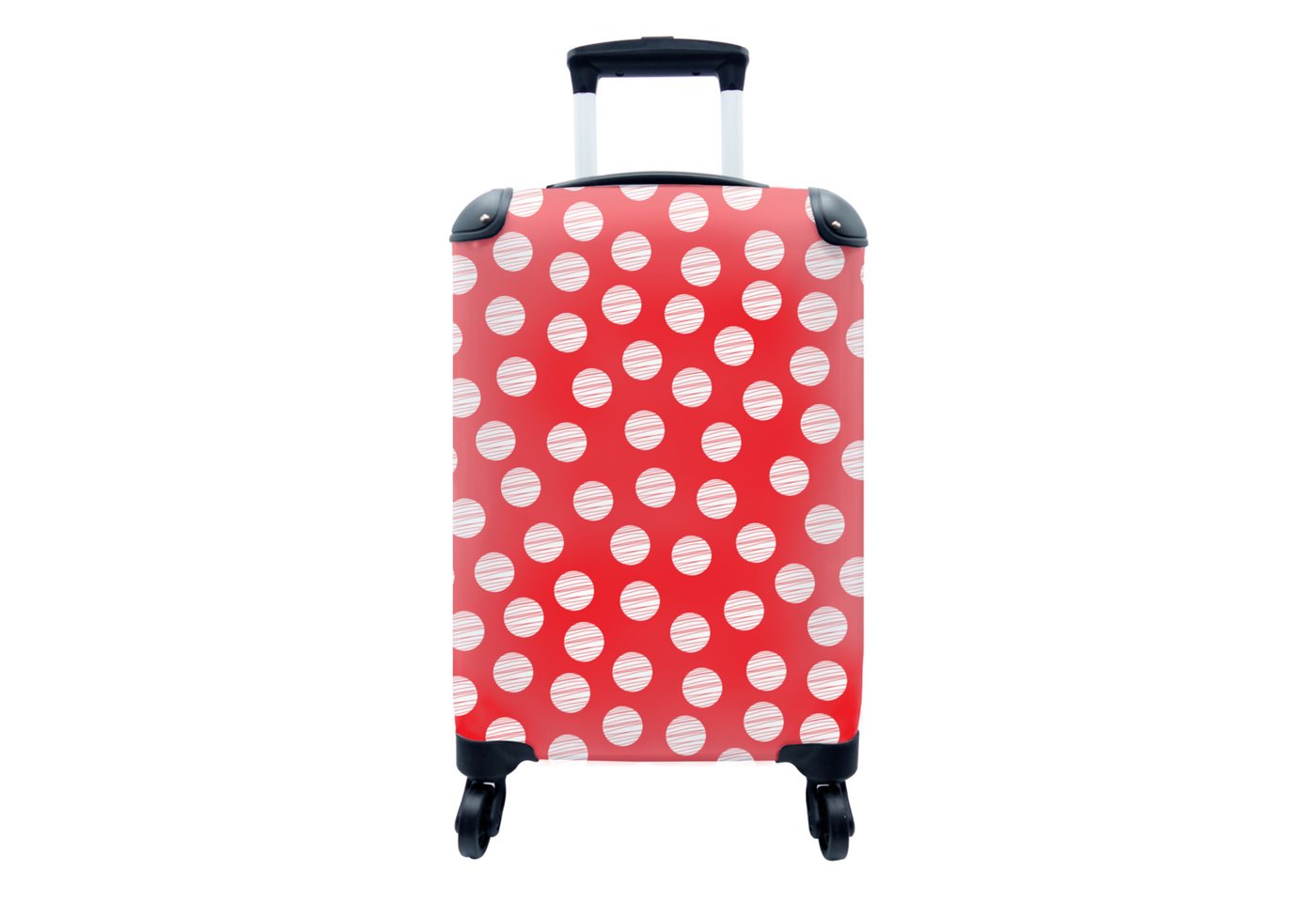 MuchoWow Handgepäckkoffer Polka dots - Muster - Rot - Weiß, 4 Rollen, Reisetasche mit rollen, Handgepäck für Ferien, Trolley, Reisekoffer von MuchoWow