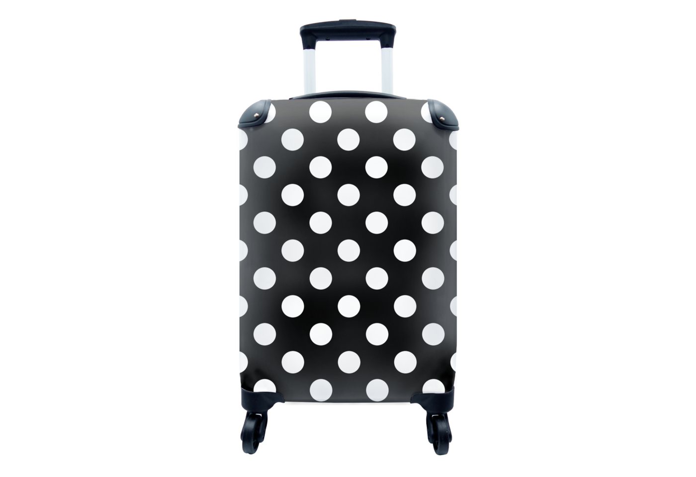 MuchoWow Handgepäckkoffer Polka dots - Muster - Schwarz und Weiß, 4 Rollen, Reisetasche mit rollen, Handgepäck für Ferien, Trolley, Reisekoffer von MuchoWow