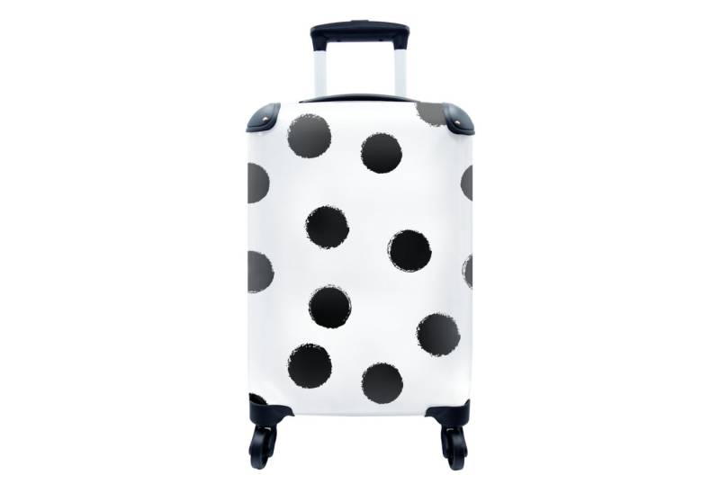 MuchoWow Handgepäckkoffer Polka dots - Muster - Schwarz und weiß, 4 Rollen, Reisetasche mit rollen, Handgepäck für Ferien, Trolley, Reisekoffer von MuchoWow