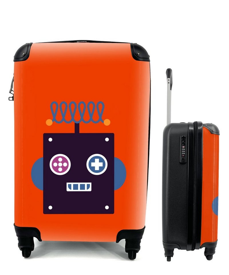 MuchoWow Handgepäckkoffer Roboter - Rot - Gesicht - Formen - Jungen - Kinder, 4 Rollen, Reisetasche mit rollen, Handgepäck für Ferien, Trolley, Reisekoffer von MuchoWow