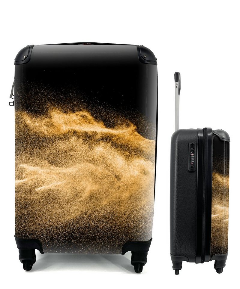 MuchoWow Handgepäckkoffer Sand - Gold - Schwarz - Luxus - Kunst, 4 Rollen, Reisetasche mit rollen, Handgepäck für Ferien, Trolley, Reisekoffer von MuchoWow