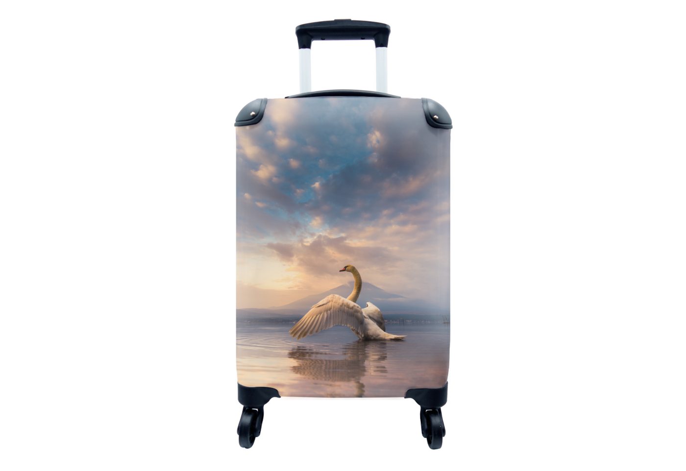 MuchoWow Handgepäckkoffer Schwan - Wolken - Wasser, 4 Rollen, Reisetasche mit rollen, Handgepäck für Ferien, Trolley, Reisekoffer von MuchoWow