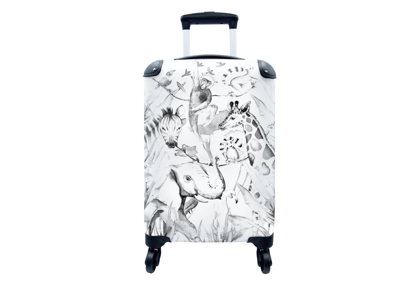 MuchoWow Handgepäckkoffer Tiere - Dschungel - Aquarell - Affe - Jungen - Mädchen - Kind, 4 Rollen, Reisetasche mit rollen, Handgepäck für Ferien, Trolley, Reisekoffer von MuchoWow