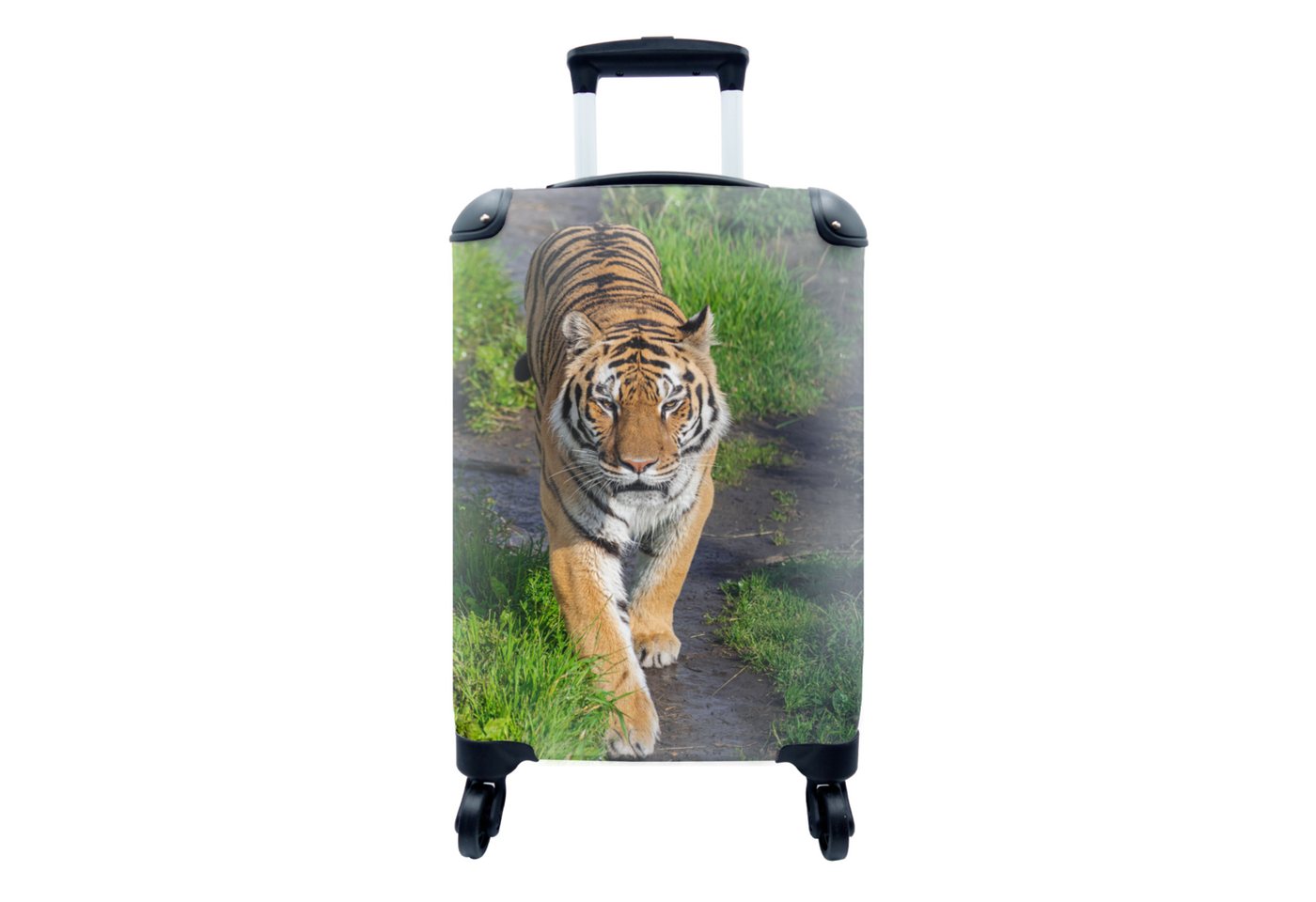 MuchoWow Handgepäckkoffer Tiger - Gras - Tiere, 4 Rollen, Reisetasche mit rollen, Handgepäck für Ferien, Trolley, Reisekoffer von MuchoWow