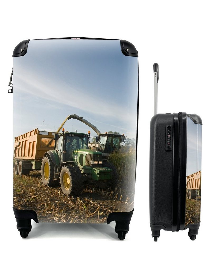 MuchoWow Handgepäckkoffer Traktor - Anhänger - Mais - Grün - Landleben, 4 Rollen, Reisetasche mit rollen, Handgepäck für Ferien, Trolley, Reisekoffer von MuchoWow