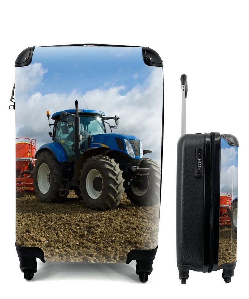 MuchoWow Handgepäckkoffer Traktor - Blau - Landleben - Wolken, 4 Rollen, Reisetasche mit rollen, Handgepäck für Ferien, Trolley, Reisekoffer von MuchoWow