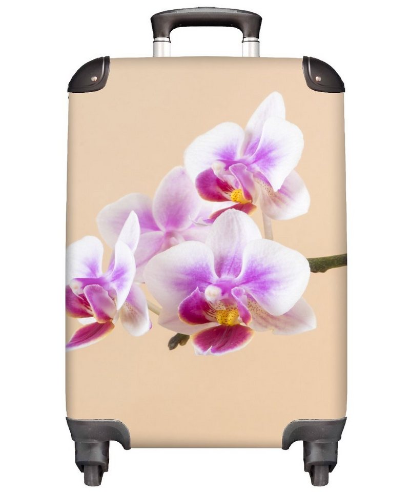 MuchoWow Handgepäckkoffer Weiße und rosa Orchidee, 4 Rollen, Reisetasche mit rollen, Handgepäck für Ferien, Trolley, Reisekoffer von MuchoWow