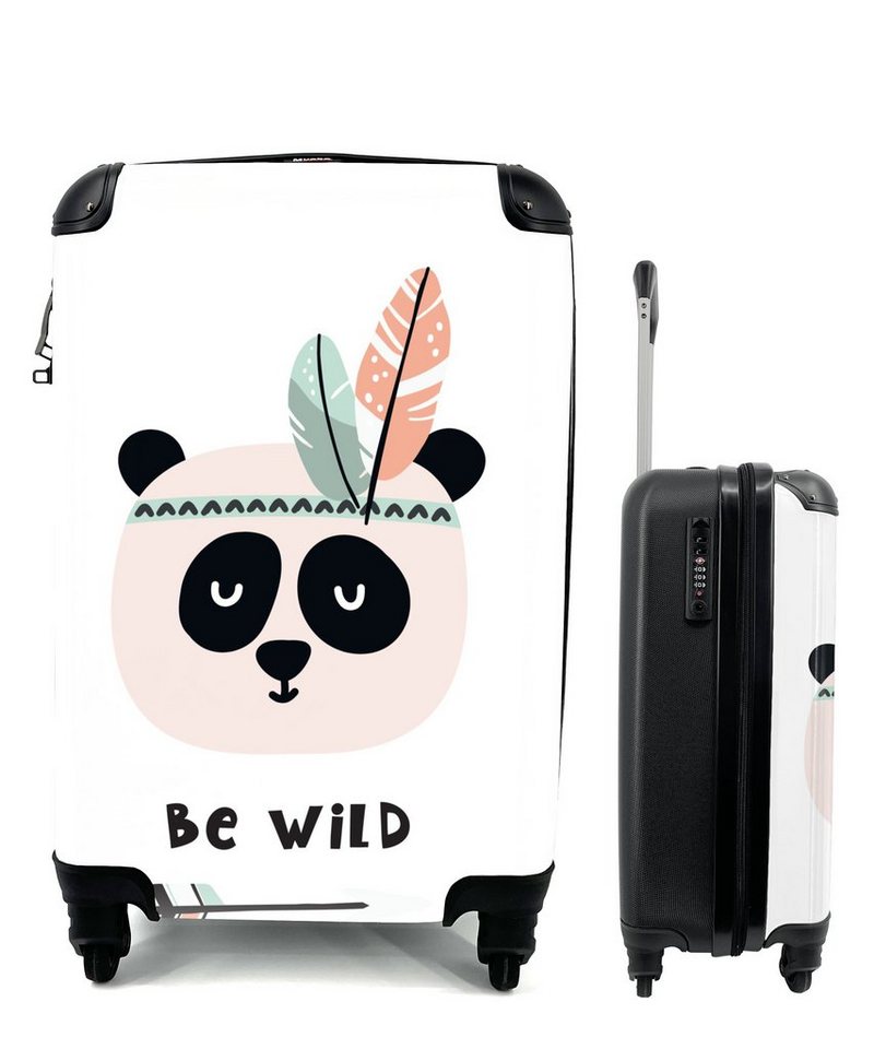 MuchoWow Handgepäckkoffer Zitate - Panda - Wild sein - Pfeil - Kinder, 4 Rollen, Reisetasche mit rollen, Handgepäck für Ferien, Trolley, Reisekoffer von MuchoWow