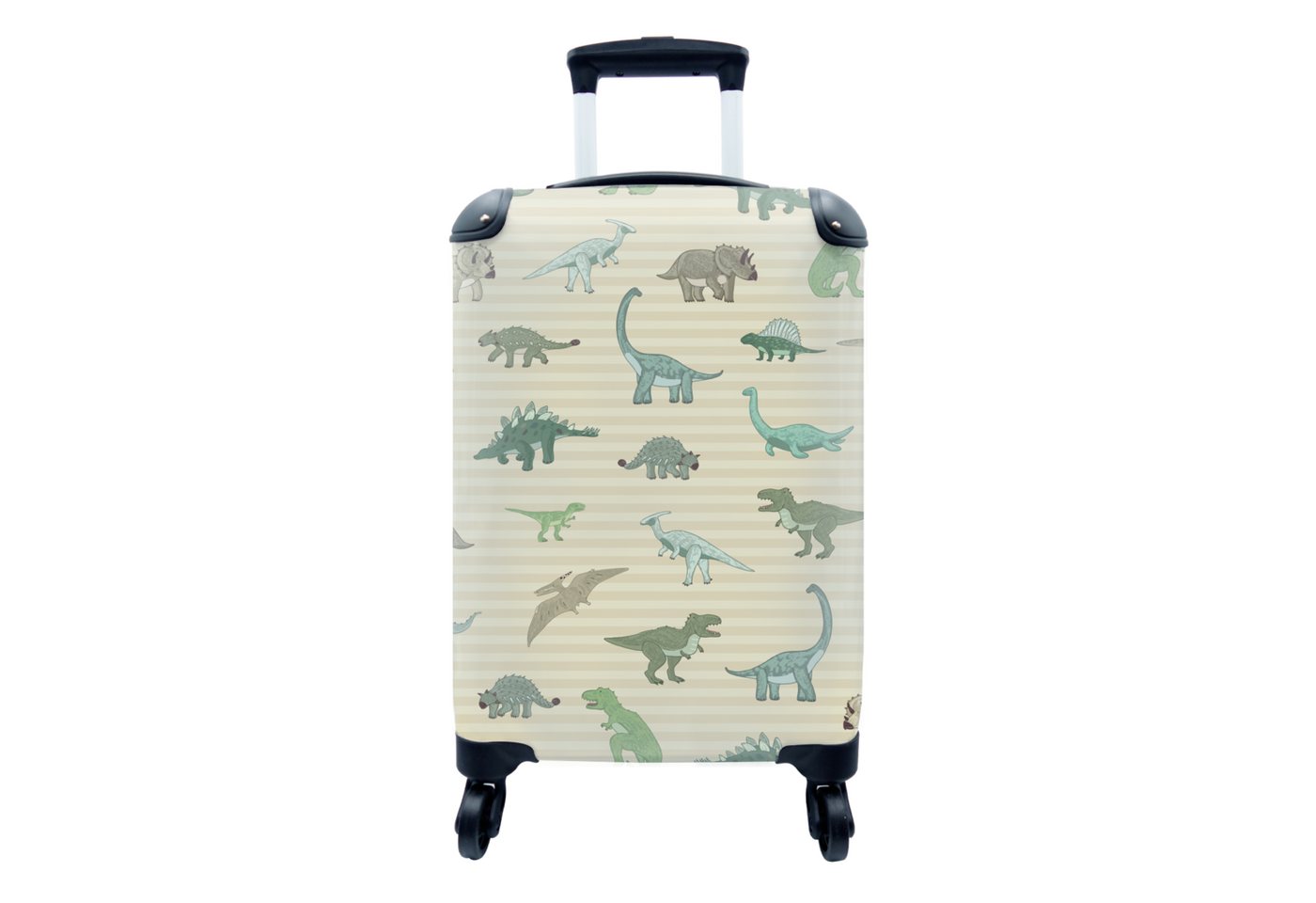 MuchoWow Handgepäckkoffer Dinosaurier - Braun - Grün - Jungen - Mädchen - Kinder, 4 Rollen, Reisetasche mit rollen, Handgepäck für Ferien, Trolley, Reisekoffer von MuchoWow